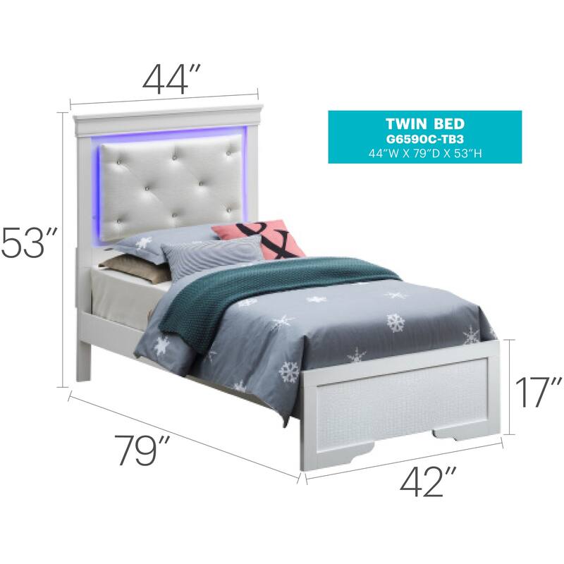 Silver Champagne Twin Bed with Transitional Style, Durable Frame and Elegant Finish for Cozy Guest or Kids' Rooms