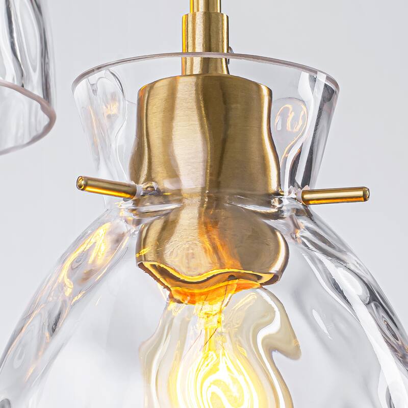 1/3/5-Light Modern Black & Gold Textured Glass Pendant Light - Adjustable Hanging Ceiling Fixture for Dining Room