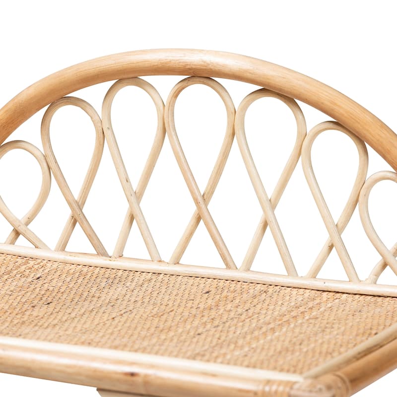 Redell Modern Bohemian Natural Brown Rattan 3-Tier Display Shelf