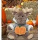 preview thumbnail 4 of 4, DolliBu Sitting Moose with Sweater Stuffed Animal with Pumpkin Decor - 8 inches