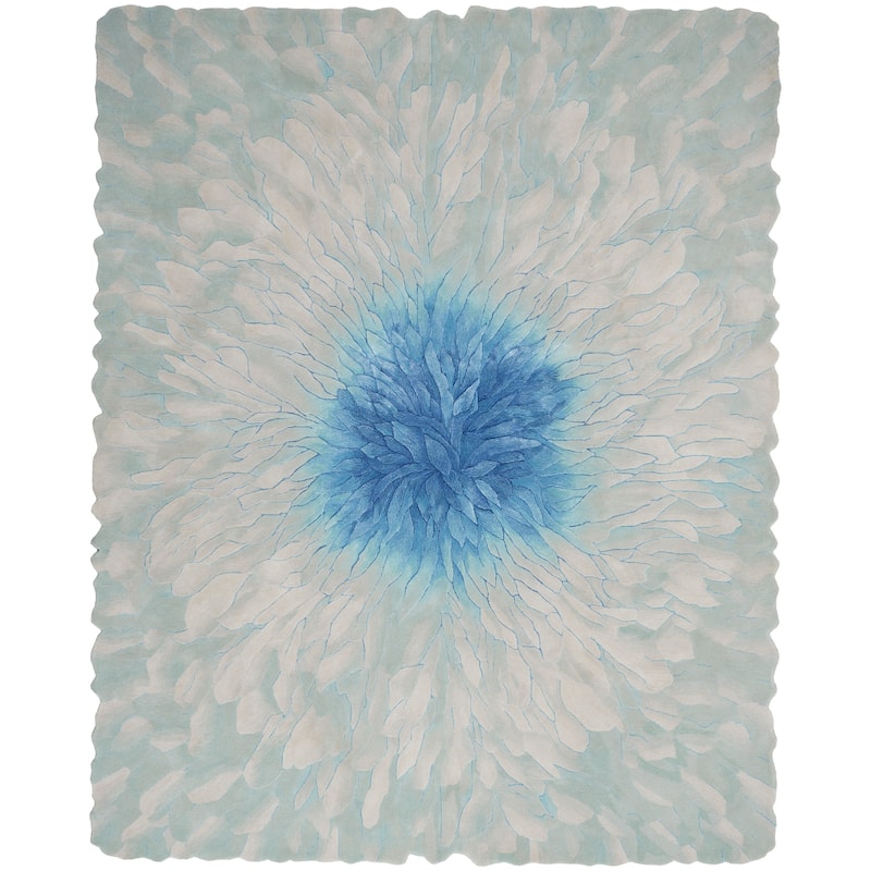 Nourison Prismatic Indoor only Floral Wool Area Rug - 9' 9" x 13' 9" - Blue - Rectangle