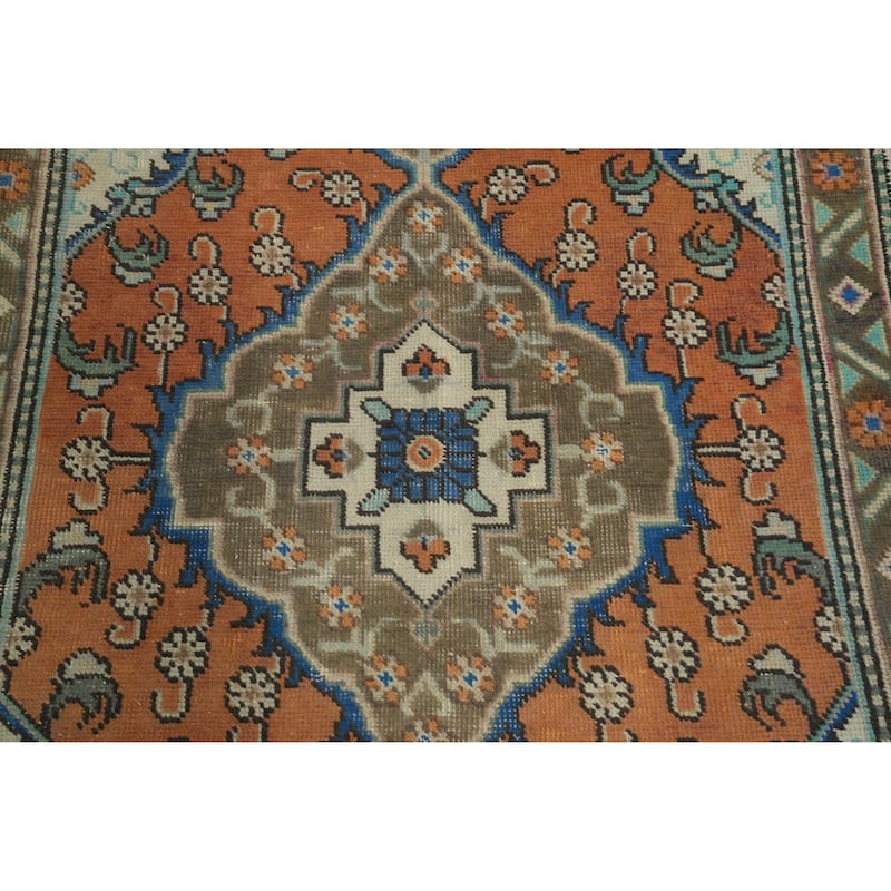 Hand Knotted Oriental 100% Wool Carpet Traditional Floral Oranges & Rust Tabriz Area Rug - 4' 8'' X 3' 1''