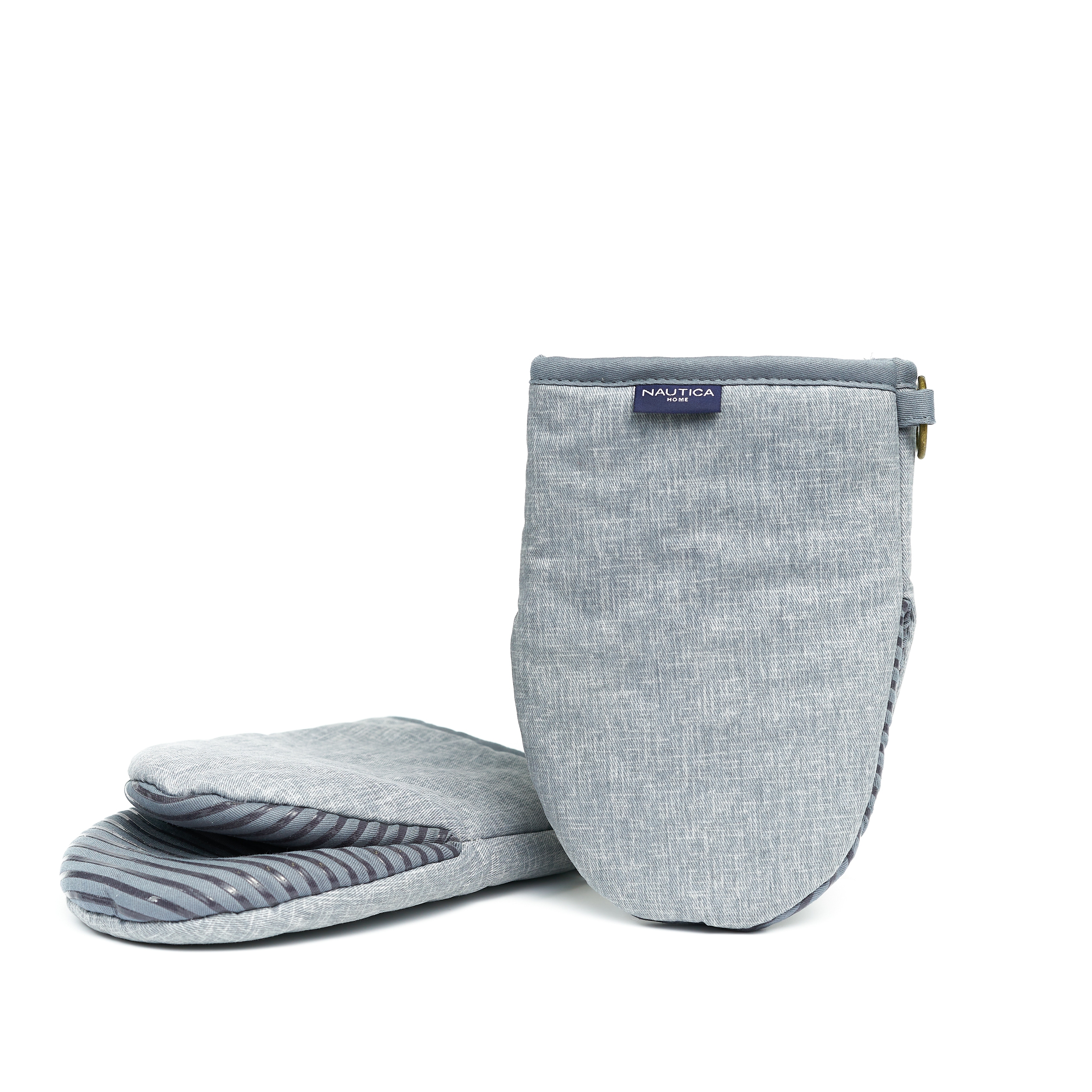 Nautica Home Grey 100% Cotton Mini Oven Mitt With Silicone Palm (Set of 2)  - On Sale - Bed Bath & Beyond - 33746690