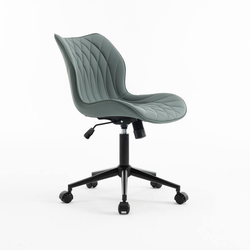 Faux Leather Office Chair with Wheels, Upholstered Task Chair