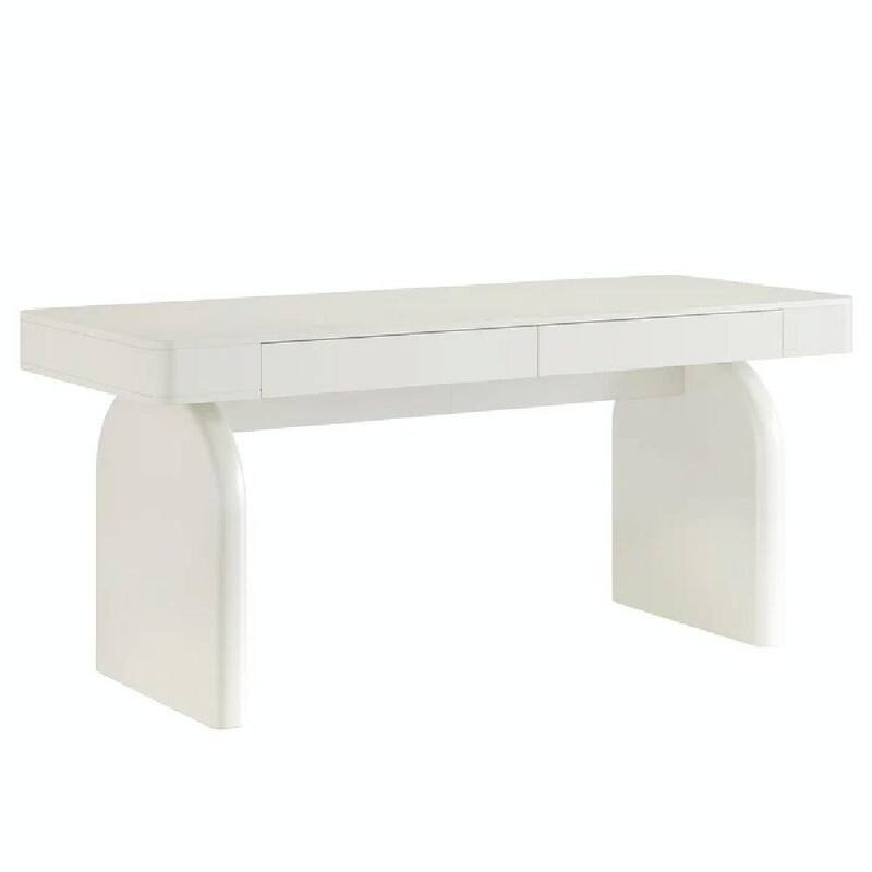 63" Modern White Office Desk with 2 Drawers and Sturdy U-Shaped Legs