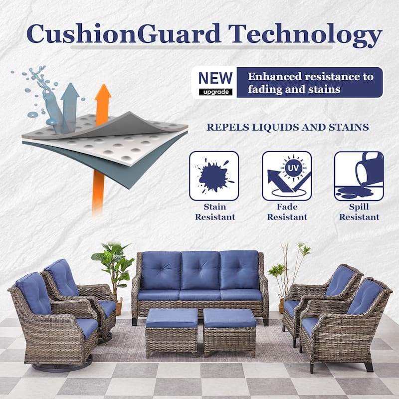 Gymojoy 5-Piece Patio Outdoor Rocking Chair Ottomans - Grey