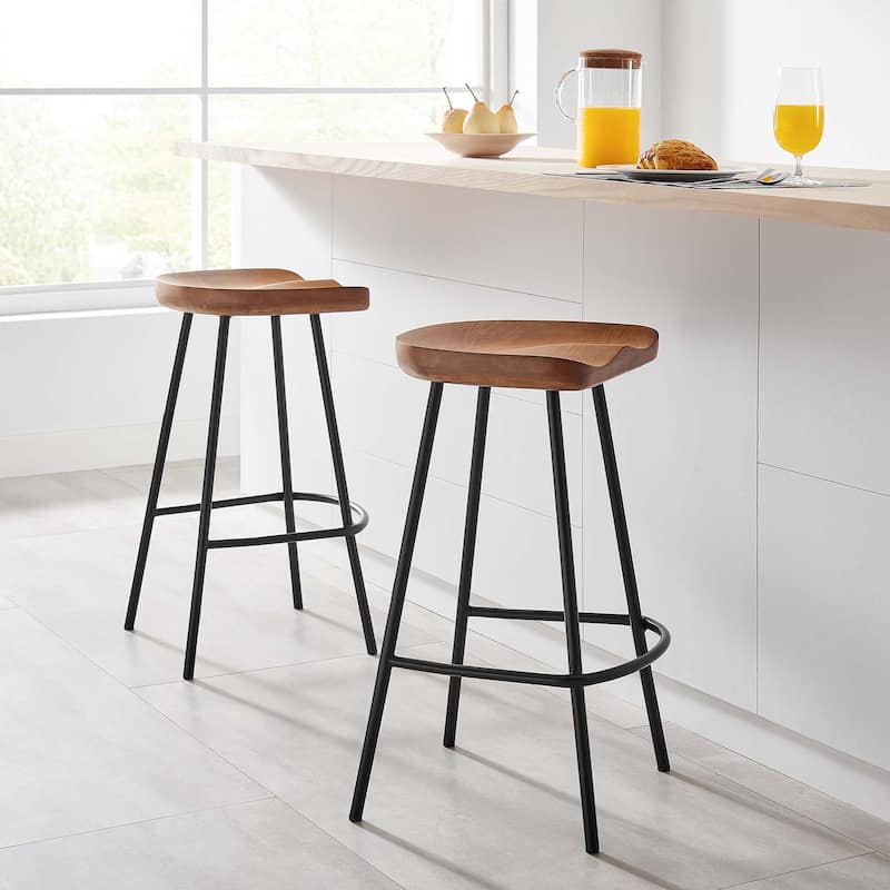 Concord Backless Wood Counter Stools - Set of 2 - Walnut - Counter Height