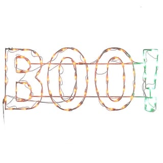 National Tree Company Halloween Lighted Sign Decoration, White, 'BOO!',LED Lights, Plug In, 3 Feet