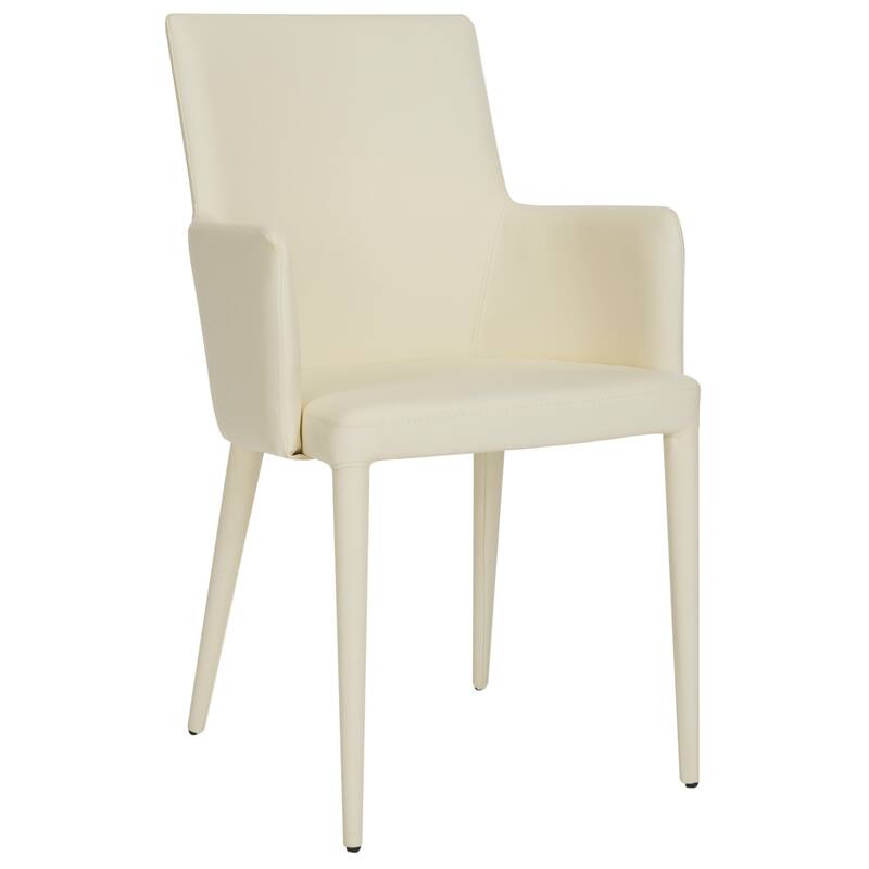 SAFAVIEH Elois Mid-Century Dining Modern White Arm Chair - 23.6" W x 21.6" L x 35.5" H - 24"Wx22"Dx36"H