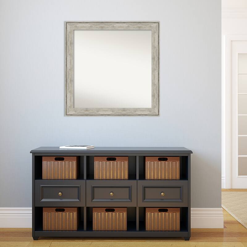 Non-Beveled Bathroom Wall Mirror - Crackled Metallic Frame