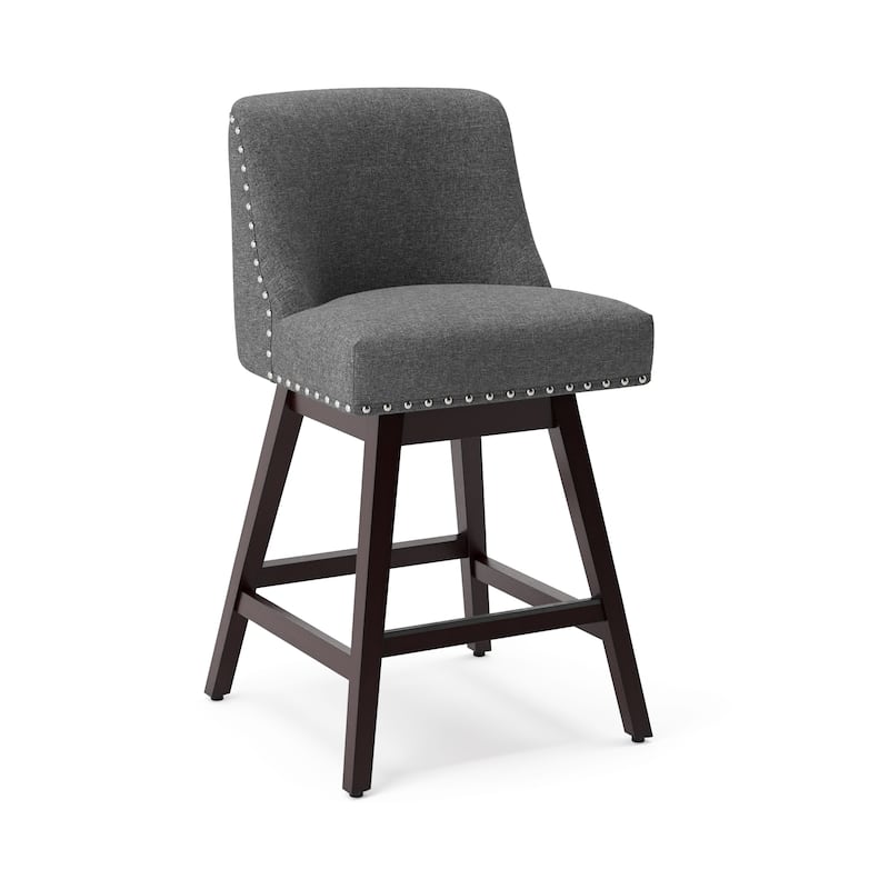 26 in. Fabric Upholstered Counter Height Swivel Bar Stool with Footrest - 19.6"D x 19.6"W x 37"H