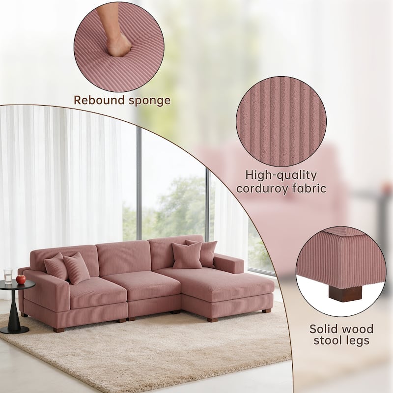 Oversized Modular Sectional Sofa Set with Pillows for Living Room