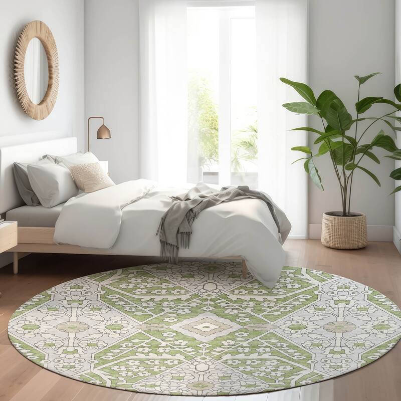Premium Washable Super Soft Traditional Agra Mayfield Rug - Aloe - 8' x 8'