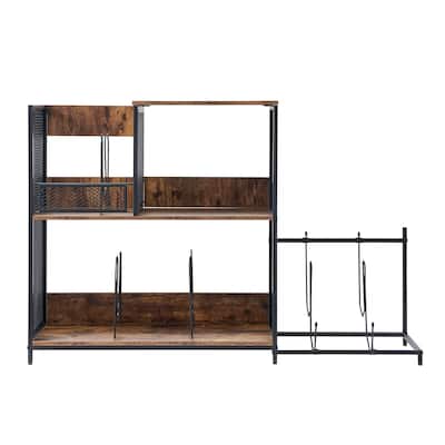 3-Tier Turntable Record Player Stand with Guitar Holder and Extra Large Storage Space - 44.61" x 14.17" x 30.12"