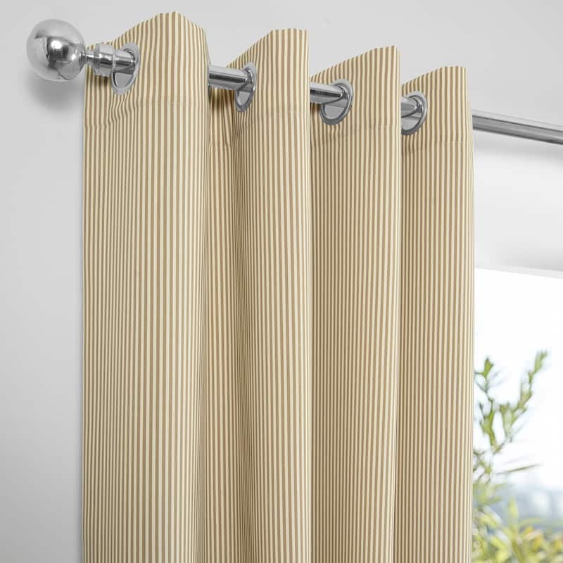 Exclusive Fabrics Villanova Striped Grommet Waterproof Light Filtering Outdoor and Indoor Curtains (1 Panel)