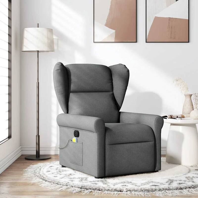 vidaXL Massage Recliner Chair Dark Grey Fabric