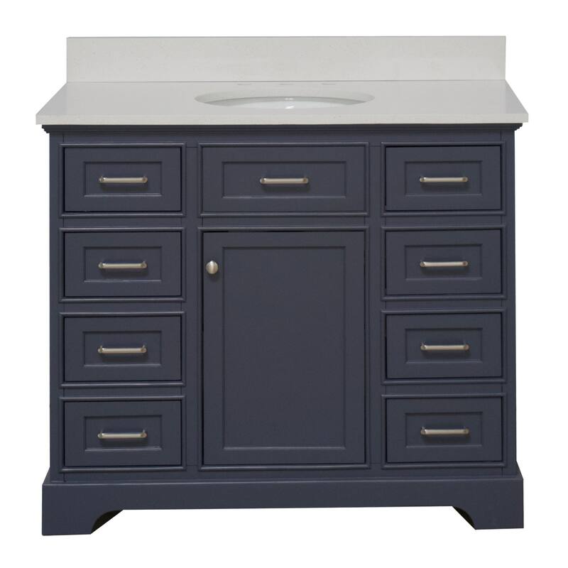 KitchenBathCollection Aria 42" Bathroom Vanity with Quartz Top