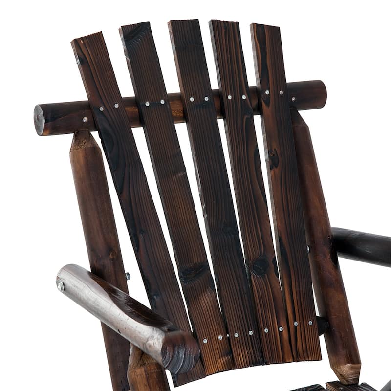 Outsunny Outdoor Wooden Rocking Chair,Rustic Adirondack Rocker