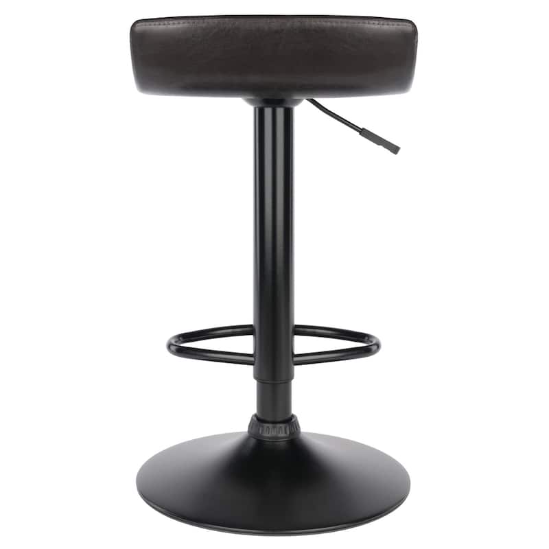 Paris 2-Pc Adjustable Swivel Stool Set, Black and Espresso - 15.16"W x 15.29" x 23.35" to 31.05"