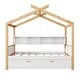 preview thumbnail 9 of 18, Roomfitters Full/Twin Size Wooden House Bed Frame with Two Drawers and Bookshelf Storage, for Guest Room, Natural and White