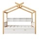 preview thumbnail 5 of 6, Wooden House Bed with Original Wood Colored Frame Twin Size Trundle and Bookshelf Storage Space