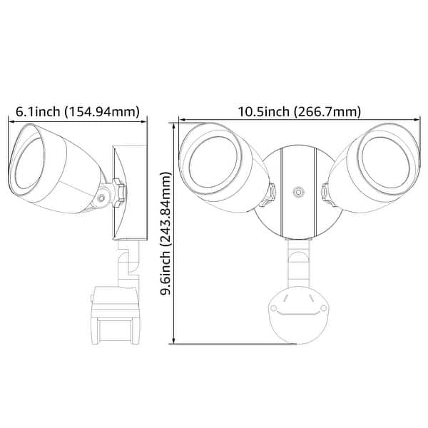 Dual-Head Integrated LED Wall Mount Flood Light with Motion Sensor, Outdoor Security Light, Waterproof