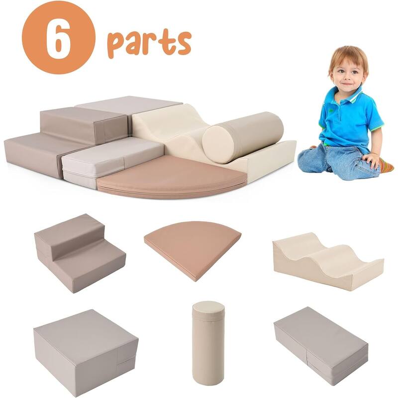 Foam Climbing Blocks for Toddler,6Pcs Climb and Crawl Soft Foam Blocks