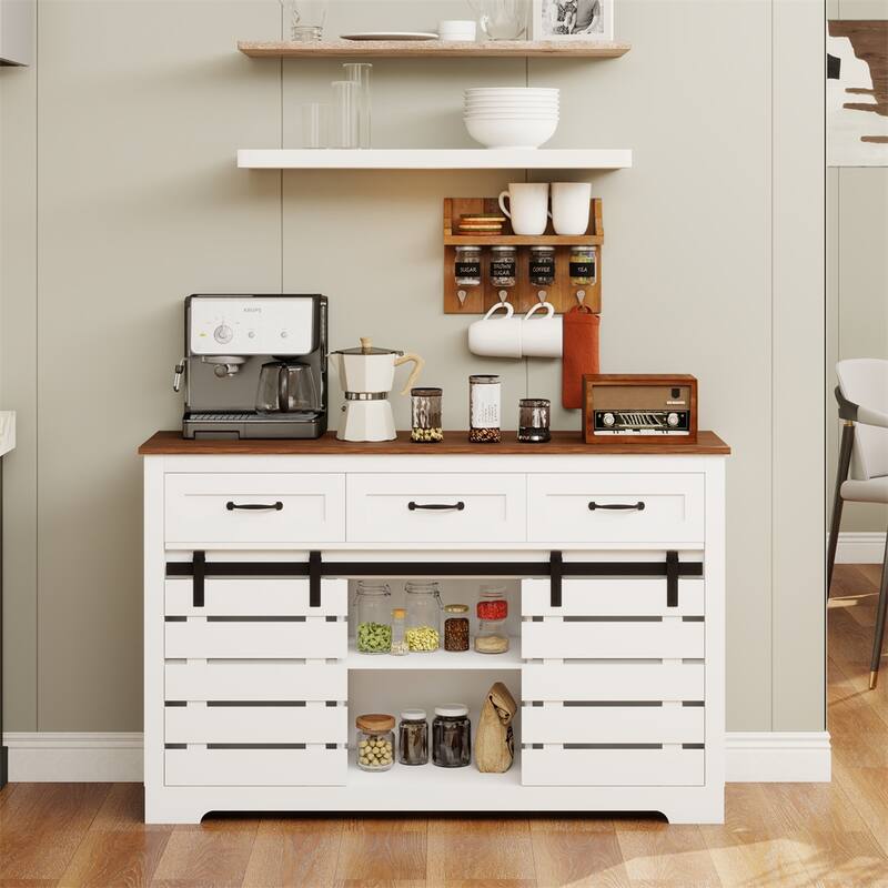 53" Farmhouse Sideboard Buffet Storage Cabinet,Coffee Bar Cabinet