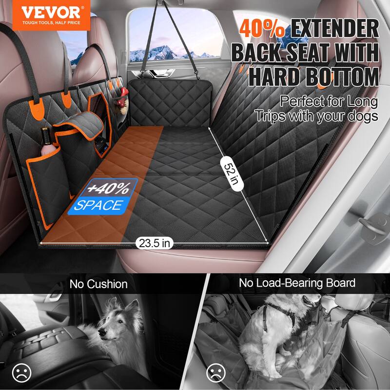 Back Seat Extender for Dogs,Dog Hammock for Car Back seat,Dog Car Seat Cover with Hard Bottom Dog Car Seat Bed
