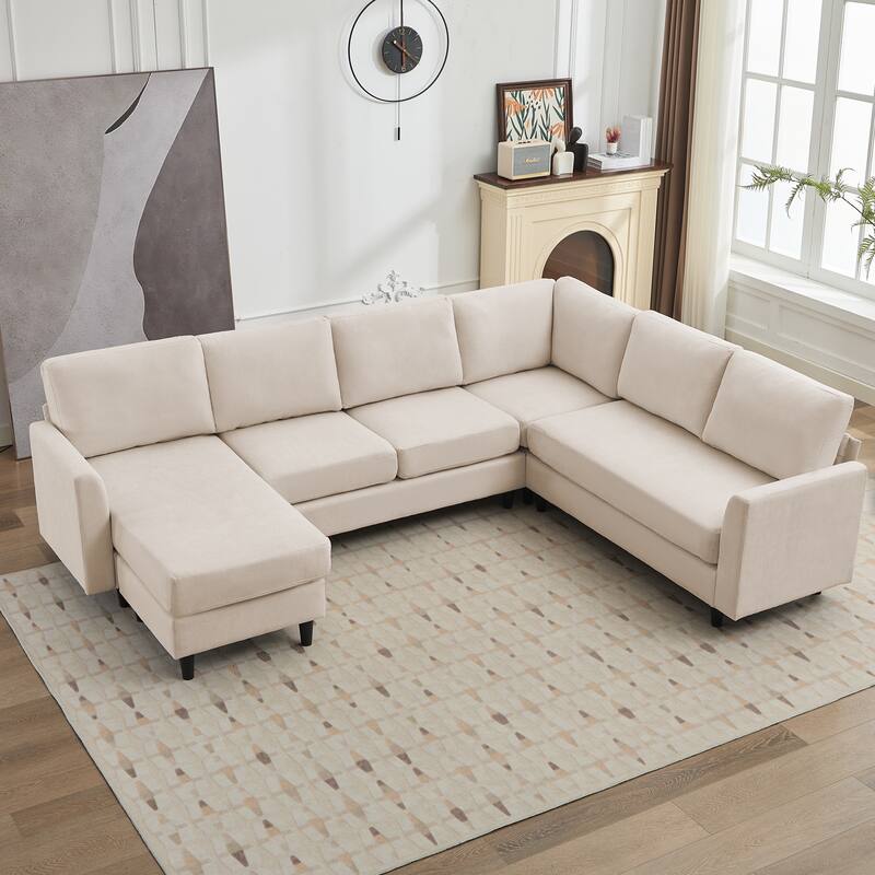 Snow Velvet Sectional Sofa
