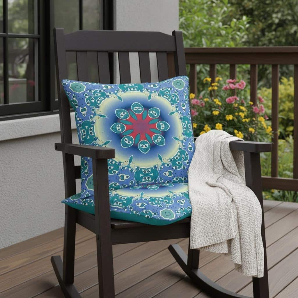 HomeRoots Set of Two 16" X 16" Blue and Green Blown Seam Floral Indoor Outdoor Throw Pillow - 16.00' X '16.00' X '5.00