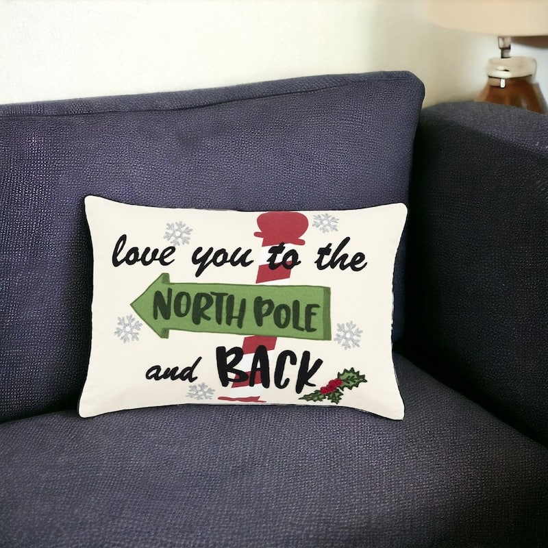 14" X 20" Off White Christmas Cotton Throw Pillow - Off White