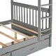preview thumbnail 11 of 11, Full over Full Bunk Bed with Ladders and Storage Drawers, Grey