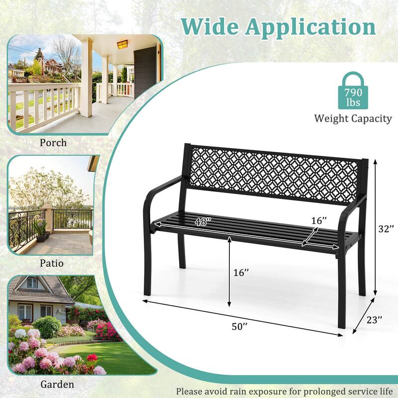 Costway 50" Outdoor Garden Bench with Geometric Lattice Backrest - See Details