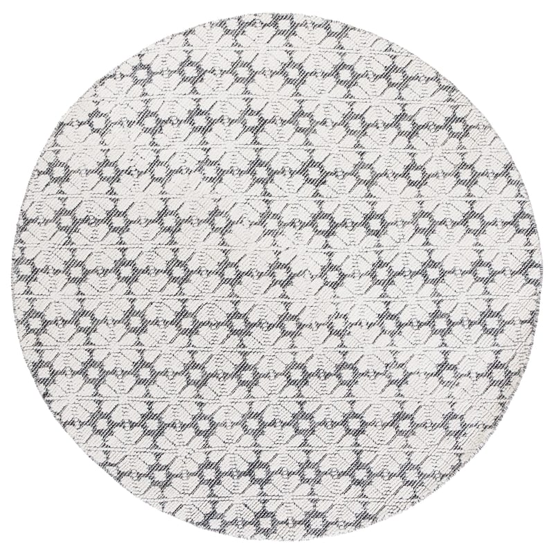 Martha Stewart by SAFAVIEH, Handmade Micheline Wool Rug - 6' Round - Ivory/Black