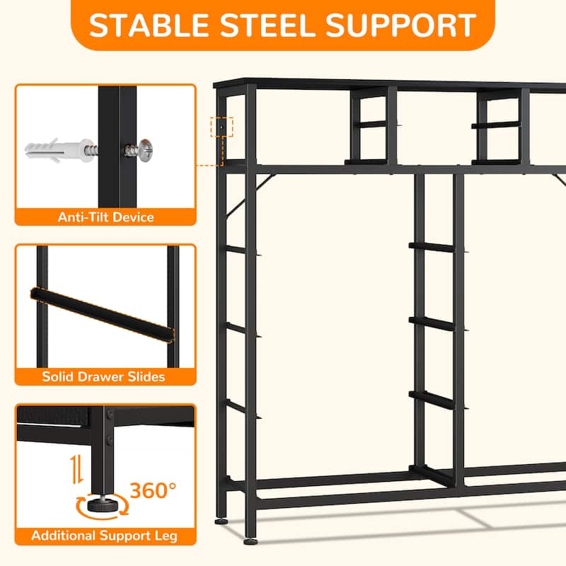 12 Drawer Dresser Fabric Tall Dressers for Bedroom Chest of Drawers