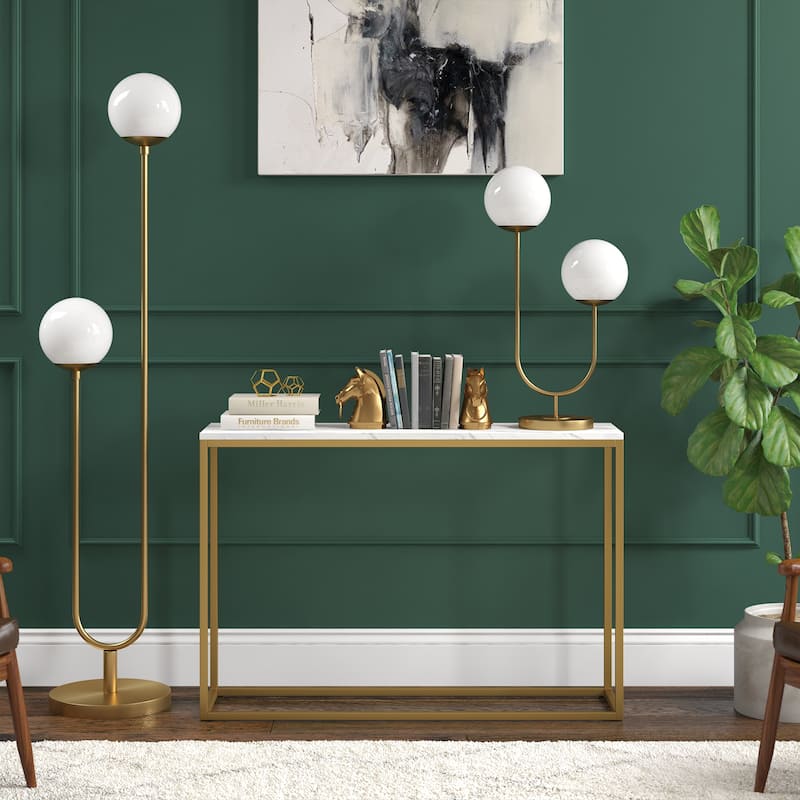 Dufrene 2-Light Table Lamp with Glass Shades - 15.38" Wide
