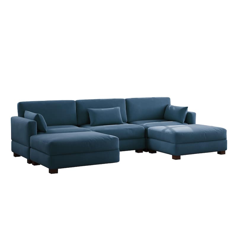 5-Piece U Shaped Couch Modular Sectional Sofa with Ottoman