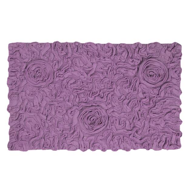Home Weavers Bellflower Collection Absorbent Cotton Machine Washable Bath Rug - Purple