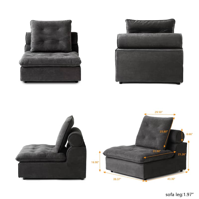 Oversized Down Filled Sectional Couches for Living Room U-Shaped Modular Couch,Adjustable Backrest