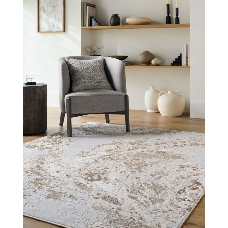 Livabliss Sunrise Modern Area Rug - 5'3" x 7' - Cream/Tan