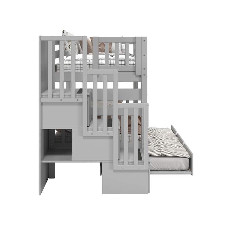 Taylor & Olive Trillium Twin over Twin Stairway Bunk Bed, Twin Trundle