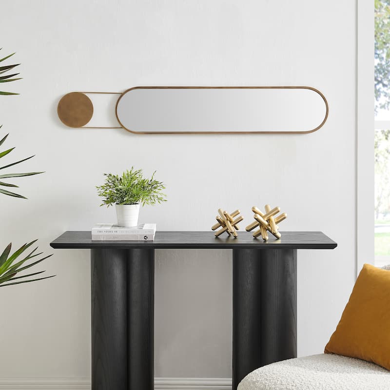 Antique Brass Oval Wall Mirror - Horizontal or Vertical Wall Mount