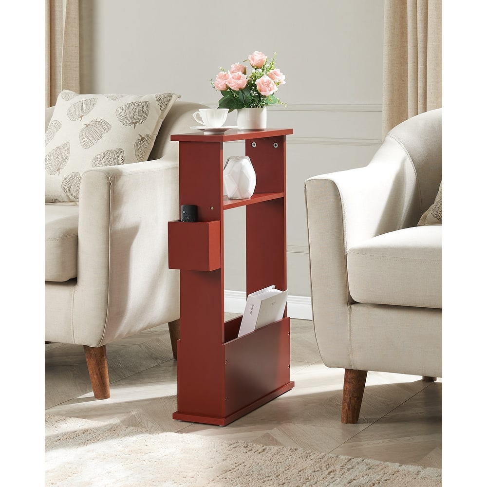 Zeke Modern Wood Magazine Side Table with Storage Rack