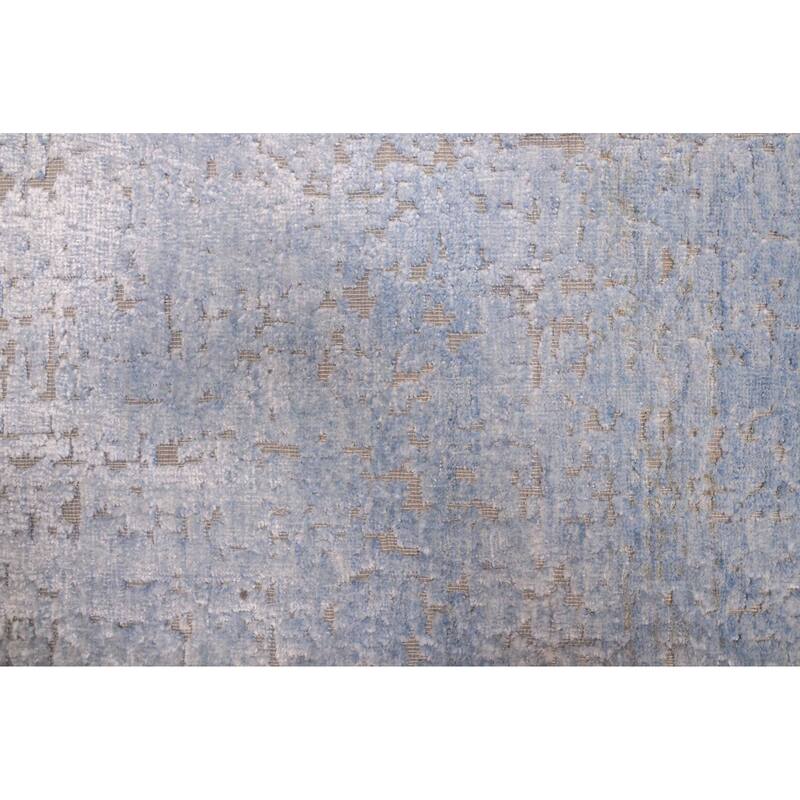ECARPETGALLERY Hand-knotted Legacy Light Denim Blue Silk, Wool Rug - 2'8 x 8'11