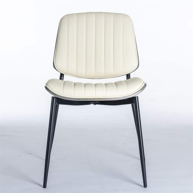 Modern Retro Faux Leather Chair with Metal Legs (Set of 2)