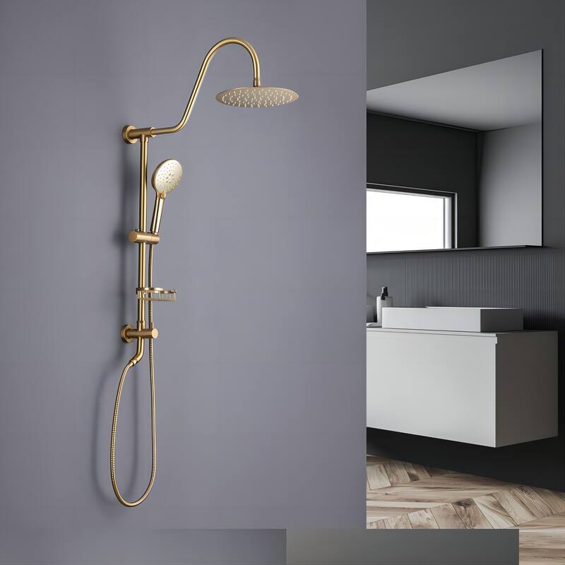 Complete Shower System with Rough in-Valve - Gold