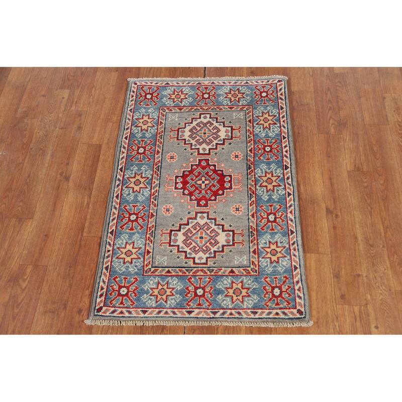Geometric Kazak Foyer Rug Handmade Accent Wool Carpet - 2'0" x 3'0"