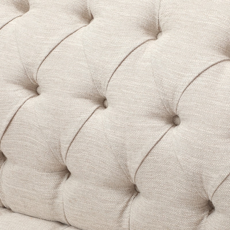 3-Seat PU Sofa with Tufted Stitching, Birch Legs for Living Room