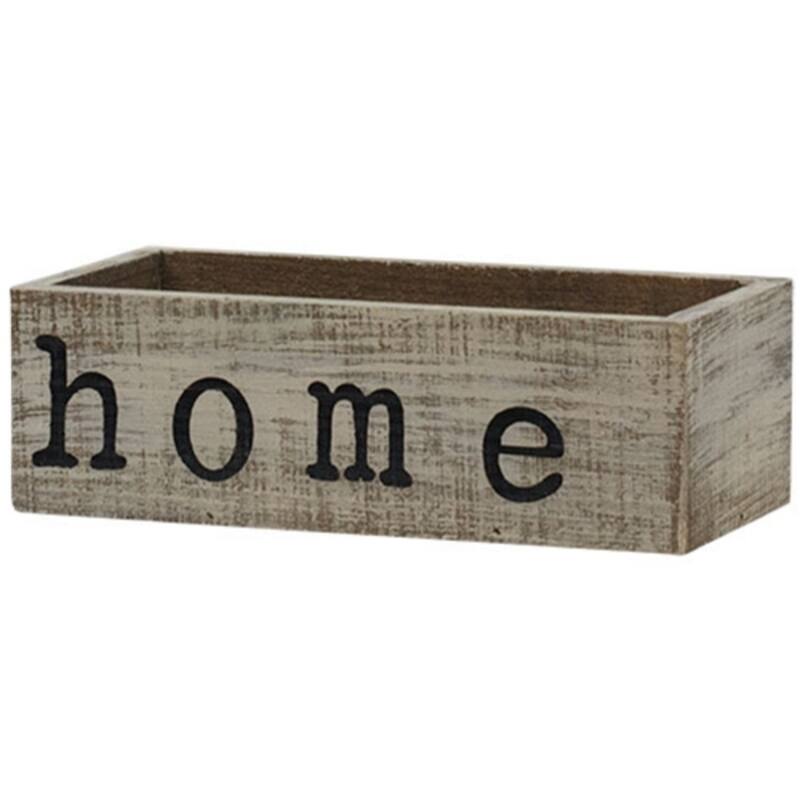 Rustic Wooden Decorative Box Weathered Whitewashed Farmhouse Planter Storage Container - Home